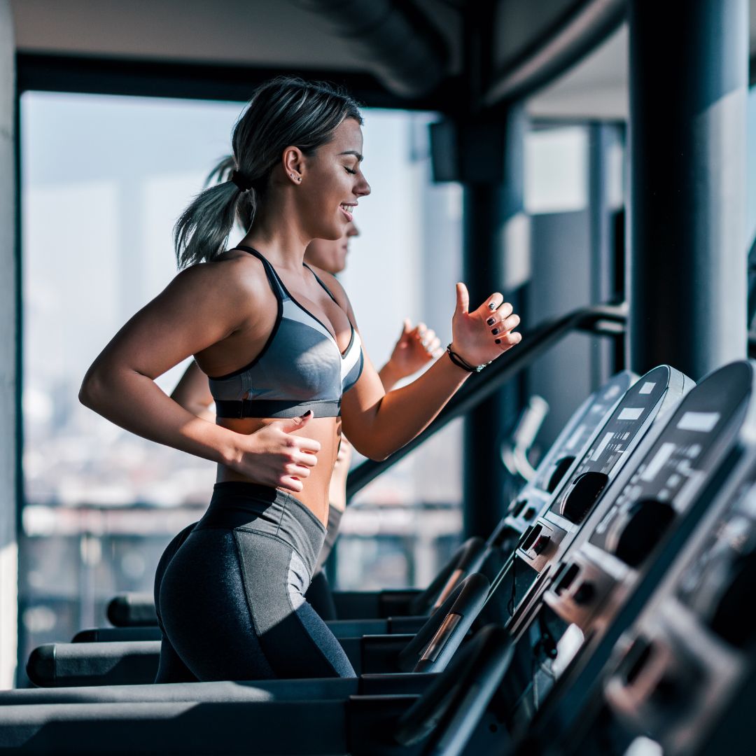 woman running on a treadmill
