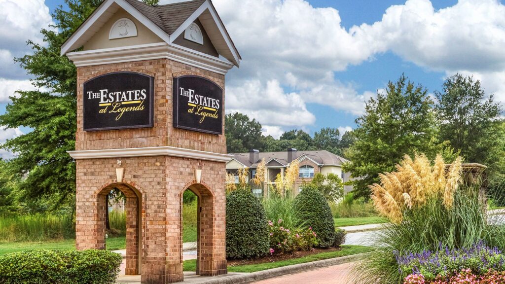 front entrance to apartment complex
